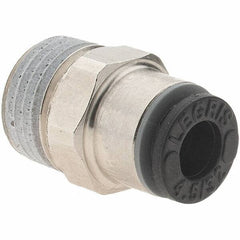 Parker - 5/32" Outside Diam, 1/8 BSPT, Nickel Plated Brass Push-to-Connect Tube Male Connector - 290 Max psi - Apex Tool & Supply