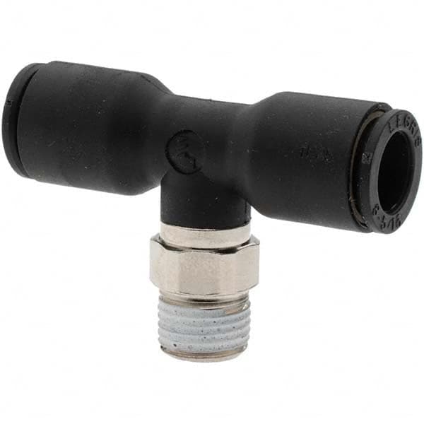 Parker - 5/16" Outside Diam, 1/8 NPT, Nylon Push-to-Connect Tube Male Branch Tee - Apex Tool & Supply