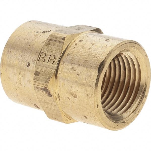 Parker - 1/2 Female Thread, Brass Industrial Pipe Coupling - FNPTF, 1,000 psi - Apex Tool & Supply