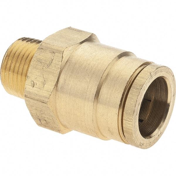 Parker - 5/8" Outside Diam, 3/8 NPTF, Brass Push-to-Connect Tube Male Connector - Tube to Male NPT Connection, Nitrile O-Ring - Apex Tool & Supply