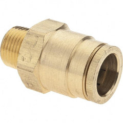 Parker - 5/8" Outside Diam, 3/8 NPTF, Brass Push-to-Connect Tube Male Connector - Tube to Male NPT Connection, Nitrile O-Ring - Apex Tool & Supply