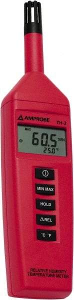 Amprobe - -4 to 140°F, 0 to 100% Humidity Range, Temp and Humidity Recorder - 3% Relative Humidity Accuracy, 0.1% RH, 0.1° F/C Resolution - Apex Tool & Supply