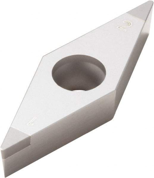 Seco - VBGW330.5 Grade CBN010 PCBN Turning Insert - Uncoated, 35° Diamond, 3/8" Inscr Circle, 3/16" Thick, 0.008" Corner Radius - Apex Tool & Supply