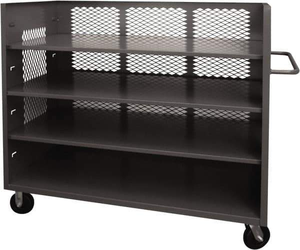 Durham - 2,000 Lb Capacity, 3 Shelf, 3-Sided Steel Truck - 30" Long x 48-1/2" Wide x 56-7/16" High, Phenolic Wheels - Apex Tool & Supply
