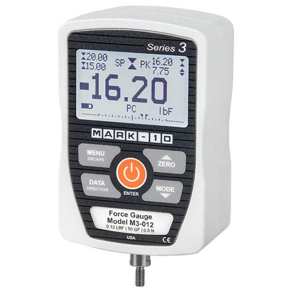 Mark-10 - Digital Tension & Compression Force Gages Capacity (lbf): 500.00 Capacity (N): 2500.00 - Apex Tool & Supply