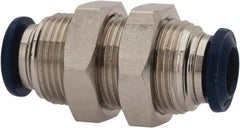 Value Collection - 5/16" Outside Diam, Nickel Plated Brass Push-to-Connect Tube Bulkhead Union - 250 Max psi, Tube to Tube Connection, Buna O-Ring - Apex Tool & Supply