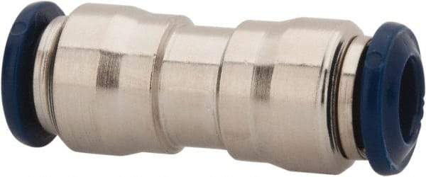 Value Collection - 1/8" Outside Diam, Nickel Plated Brass Push-to-Connect Tube Union - 250 Max psi, Tube to Tube Connection, Buna O-Ring - Apex Tool & Supply