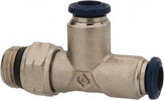 Value Collection - 1/8" Outside Diam, 1/8 Universal, Nickel Plated Brass Push-to-Connect Tube Male Swivel Run Tee - 250 Max psi, Tube to Universal Thread Connection, Buna O-Ring - Apex Tool & Supply