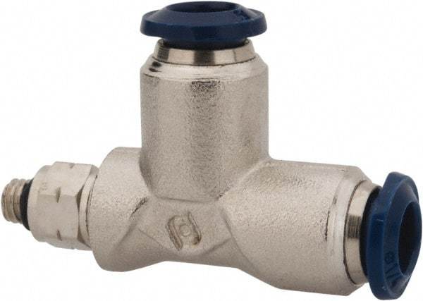 Value Collection - 5/32" Outside Diam, 10-32 Universal, Nickel Plated Brass Push-to-Connect Tube Male Swivel Run Tee - 250 Max psi, Tube to Universal Thread Connection, Buna O-Ring - Apex Tool & Supply