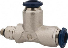 Value Collection - 5/32" Outside Diam, 10-32 Universal, Nickel Plated Brass Push-to-Connect Tube Male Swivel Run Tee - 250 Max psi, Tube to Universal Thread Connection, Buna O-Ring - Apex Tool & Supply