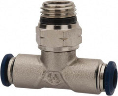 Value Collection - 5/32" Outside Diam, 1/8 Universal, Nickel Plated Brass Push-to-Connect Tube Male Swivel Branch Tee - 250 Max psi, Tube to Universal Thread Connection, Buna O-Ring - Apex Tool & Supply