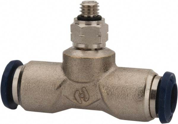 Value Collection - 5/32" Outside Diam, 10-32 Universal, Nickel Plated Brass Push-to-Connect Tube Male Swivel Branch Tee - 250 Max psi, Tube to Universal Thread Connection, Buna O-Ring - Apex Tool & Supply