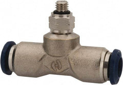 Value Collection - 5/32" Outside Diam, 10-32 Universal, Nickel Plated Brass Push-to-Connect Tube Male Swivel Branch Tee - 250 Max psi, Tube to Universal Thread Connection, Buna O-Ring - Apex Tool & Supply