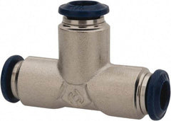 Value Collection - 5/32" Outside Diam, Nickel Plated Brass Push-to-Connect Tube Union Tee - 250 Max psi, Tube to Tube Connection, Buna O-Ring - Apex Tool & Supply