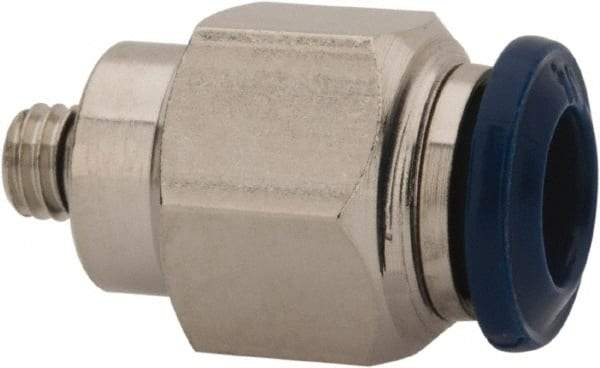 Value Collection - 1/4" Outside Diam, 10-32 Universal, Nickel Plated Brass Push-to-Connect Tube Male Connector - 250 Max psi, Tube to Universal Thread Connection, Buna O-Ring - Apex Tool & Supply