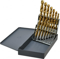 Chicago-Latrobe - 1/16 to 1/2", 135° Point, TiN Finish, Cobalt Jobber Length Drill Bit Set - Apex Tool & Supply