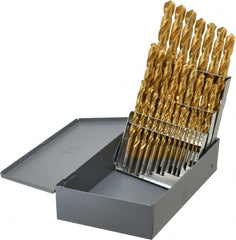 Chicago-Latrobe - 1/16 to 1/2", 118° Point, TiN Finish, High Speed Steel Jobber Length Drill Bit Set - Apex Tool & Supply