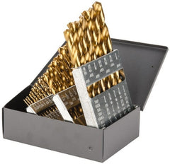Chicago-Latrobe - 1/16 to 1/2", 135° Point, TiN Finish, Cobalt Jobber Length Drill Bit Set - Apex Tool & Supply
