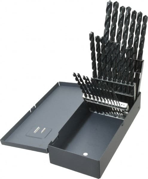 Chicago-Latrobe - 1/16 to 1/2", 118° Point, Oxide Finish, High Speed Steel Taper Length Drill Bit Set - Apex Tool & Supply