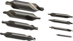 Chicago-Latrobe - 8 Piece, #1 to 8, 1/8 to 3/4" Body Diam, 3/64 to 5/16" Point Diam, Plain Edge, High Speed Steel Combo Drill & Countersink Set - 60° Incl Angle, 1/8 to 3-1/2" OAL, Double End, 217 Series Compatibility - Apex Tool & Supply
