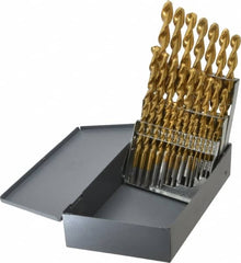 Chicago-Latrobe - 1/16 to 1/2", 135° Point, TiN Finish, High Speed Steel Jobber Length Drill Bit Set - Apex Tool & Supply