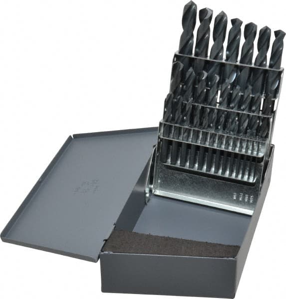 Chicago-Latrobe - 1/16 to 1/2", 135° Point, Oxide Finish, High Speed Steel Screw Machine Length Drill Bit Set - Apex Tool & Supply