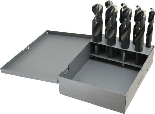 Chicago-Latrobe - 9/16 to 1", 118° Point, Oxide Finish, High Speed Steel Reduced Shank Drill Bit Set - Apex Tool & Supply