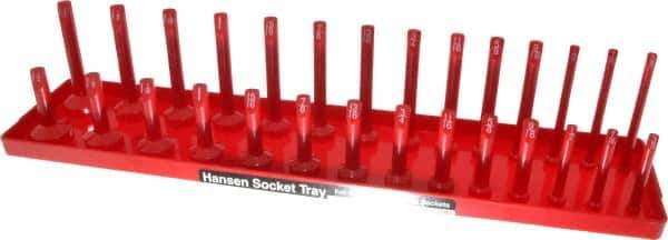 Made in USA - 28 Piece Capacity Deep & Shallow Inch Socket Tray - 1/2" Drive, Red - Apex Tool & Supply