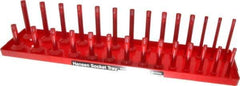 Made in USA - 28 Piece Capacity Deep & Shallow Inch Socket Tray - 1/2" Drive, Red - Apex Tool & Supply