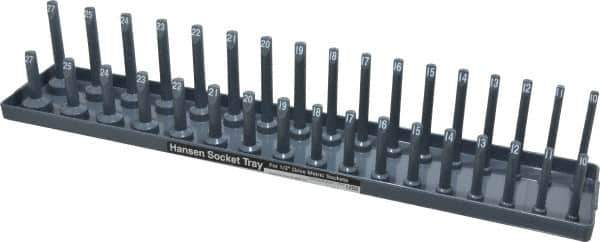Made in USA - 34 Piece Capacity Deep & Shallow Metric Socket Tray - 1/2" Drive, Gray - Apex Tool & Supply
