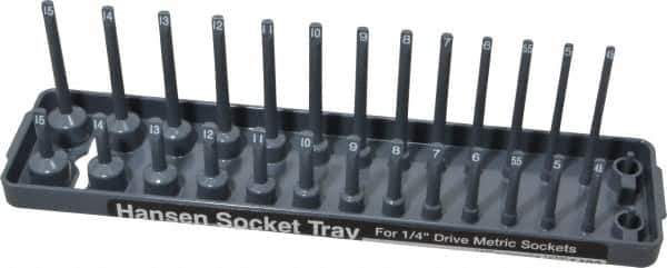 Made in USA - 28 Piece Capacity Deep & Shallow Metric Socket Tray - 1/4" Drive, Gray - Apex Tool & Supply