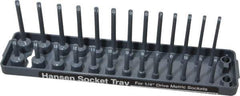 Made in USA - 28 Piece Capacity Deep & Shallow Metric Socket Tray - 1/4" Drive, Gray - Apex Tool & Supply