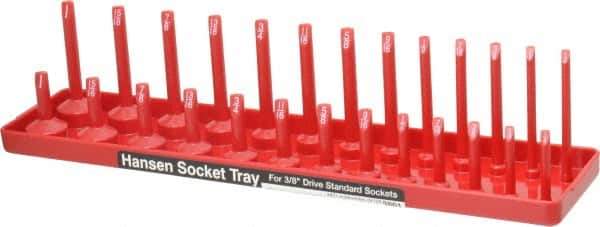 Made in USA - 26 Piece Capacity Deep & Shallow Inch Socket Tray - 3/8" Drive, Red - Apex Tool & Supply