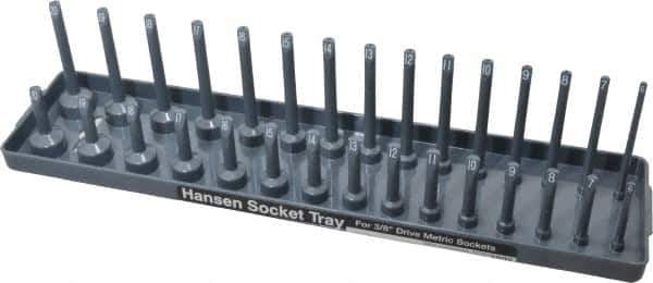 Made in USA - 30 Piece Capacity Deep & Shallow Metric Socket Tray - 3/8" Drive, Gray - Apex Tool & Supply