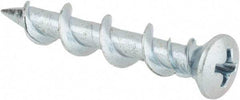 Powers Fasteners - 1/4" Diam, 1-1/4" OAL, Phillips Drive, Concrete Screw & Masonry Fastener - Steel, Chrome Finish - Apex Tool & Supply