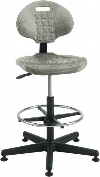 Bevco - 21 to 31" High Adjustable Height Swivel Stool - 27" Wide x 27" Deep, Polyurethane Seat, Gray - Apex Tool & Supply