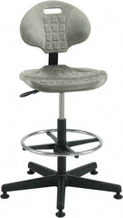 Bevco - 21 to 31" High Adjustable Height Swivel Stool - 27" Wide x 27" Deep, Polyurethane Seat, Gray - Apex Tool & Supply