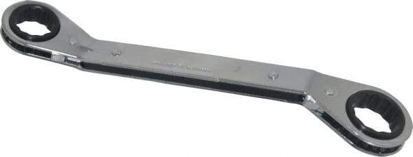 Proto - 3/4" x 7/8" 12 Point Reversible Ratcheting Offset Box Wrench - Double End, 1-9/16" Head Diam x 1/2" Head Thickness, 9-1/2" OAL, Steel, Polished Finish, 25° Offset - Apex Tool & Supply