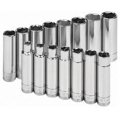 SK - 1/2" Drive Deep Socket Set - 10 to 24mm, Metric Measurement Standard - Apex Tool & Supply