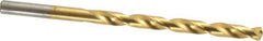 Chicago-Latrobe - #4 135° Cobalt Jobber Drill - TiN Finish, Right Hand Cut, Spiral Flute, Straight Shank, 3-3/4" OAL, Split Point - Apex Tool & Supply