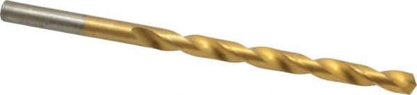 Chicago-Latrobe - #9 135° Cobalt Jobber Drill - TiN Finish, Right Hand Cut, Spiral Flute, Straight Shank, 3-5/8" OAL, Split Point - Apex Tool & Supply