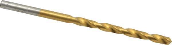 Chicago-Latrobe - #25 135° Cobalt Jobber Drill - TiN Finish, Right Hand Cut, Spiral Flute, Straight Shank, 3" OAL, Split Point - Apex Tool & Supply