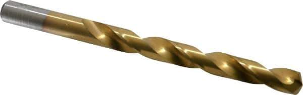 Chicago-Latrobe - 11/32" 135° Cobalt Jobber Drill - TiN Finish, Right Hand Cut, Spiral Flute, Straight Shank, 4-3/4" OAL, Split Point - Apex Tool & Supply