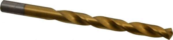 Chicago-Latrobe - 3/8" 135° Cobalt Jobber Drill - TiN Finish, Right Hand Cut, Spiral Flute, Straight Shank, 5" OAL, Split Point - Apex Tool & Supply