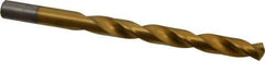 Chicago-Latrobe - 3/8" 135° Cobalt Jobber Drill - TiN Finish, Right Hand Cut, Spiral Flute, Straight Shank, 5" OAL, Split Point - Apex Tool & Supply