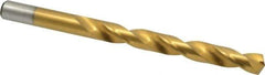 Chicago-Latrobe - 27/64" 135° Cobalt Jobber Drill - TiN Finish, Right Hand Cut, Spiral Flute, Straight Shank, 5-3/8" OAL, Split Point - Apex Tool & Supply