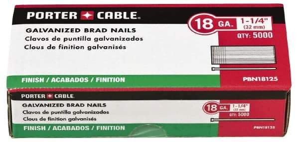 Porter-Cable - 18 Gauge 5/8" Long Brad Nails for Power Nailers - Grade 2 Steel, Galvanized Finish, Brad Head, Chisel Point - Apex Tool & Supply