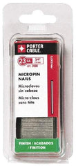 Porter-Cable - 23 Gauge 5/8" Long Pin Nails for Power Nailers - Grade 2 Steel, Galvanized Finish, Straight Stick Collation, Chisel Point - Apex Tool & Supply