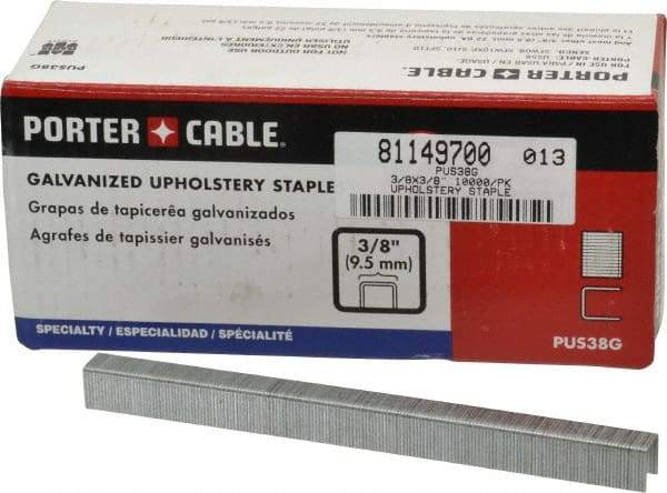 Porter-Cable - 3/8" Long x 3/8" Wide, 22 Gauge Crowned Construction Staple - Grade 2 Steel, Galvanized Finish - Apex Tool & Supply