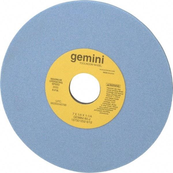 Norton - 7" Diam x 1-1/4" Hole x 1/4" Thick, J Hardness, 60 Grit Surface Grinding Wheel - Aluminum Oxide, Type 1, Medium Grade, 3,600 Max RPM, No Recess - Apex Tool & Supply